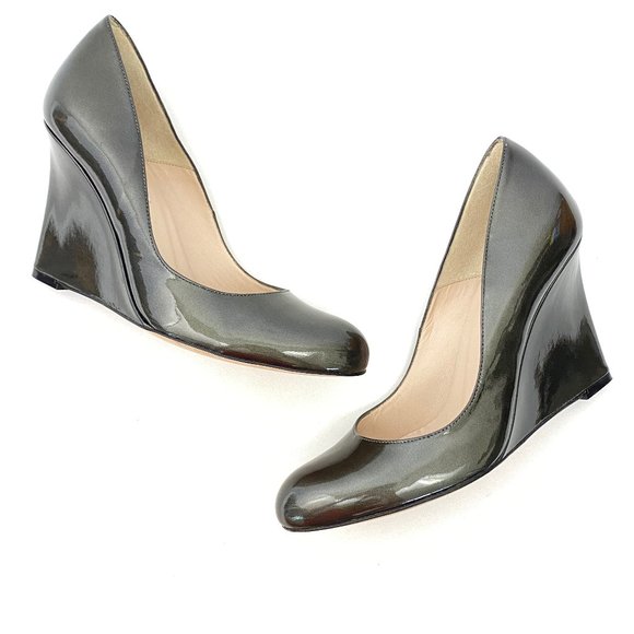 LK Bennett Shoes - LK Bennett Green Patent Leather Wedge Zahara 37